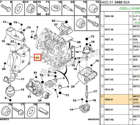 AYAK MOTOR TAKOZ BAGLANTI R PRT2 1.9D, 1998/2003 96285843