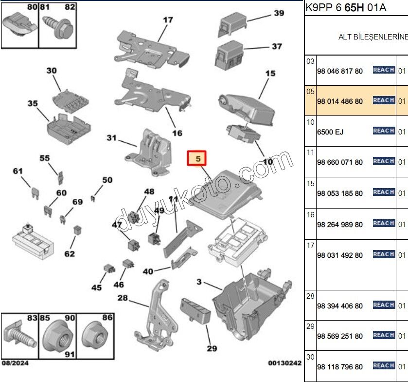 KAPAK SIGORTA KUTU UST P30081 P30082