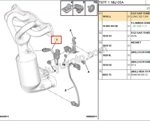 LAMBDA SENSOR UST 1.6VTi 120HP 6PIN