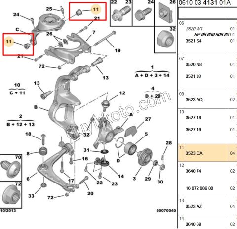 Taşıyıcı Üst Burcu P407 C53 C6
