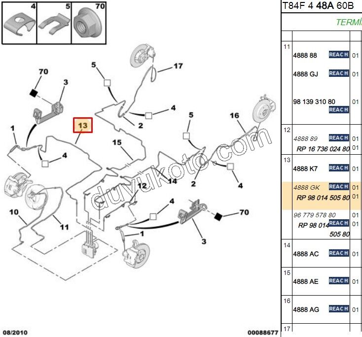 Fren Hidrolik Borusu Ön Sağ P30081
