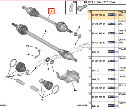 2019> Partner Rifter Berlingo Combo Doblo Proace City Aks Mili Sol 1.5HDİ Euro6 D 1.6HDİ Euro6 100HP 1.6HDİ Euro6 5/6 VIT MANUEL