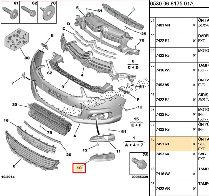 Sis Farı Çerçevesi Sol C42 Sissiz