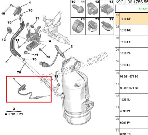 SENSOR FAP ISI GAZ 1.4HDİ Euro5 12/16 1.6HDİ Euro5 DV6E 9665090280