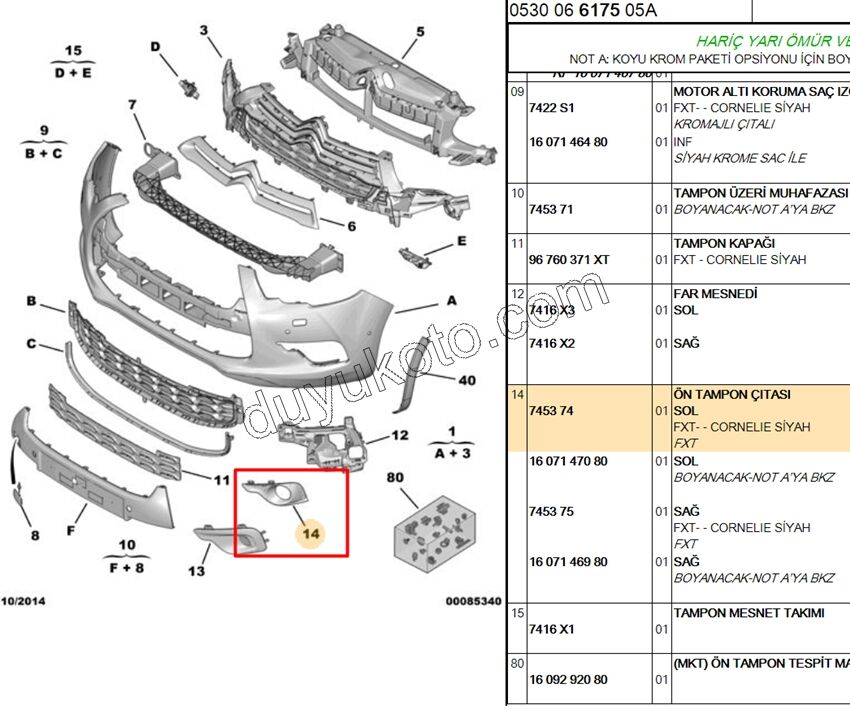 Sis Farı Çerçevesi Sol DS41 Sisli SIYAH