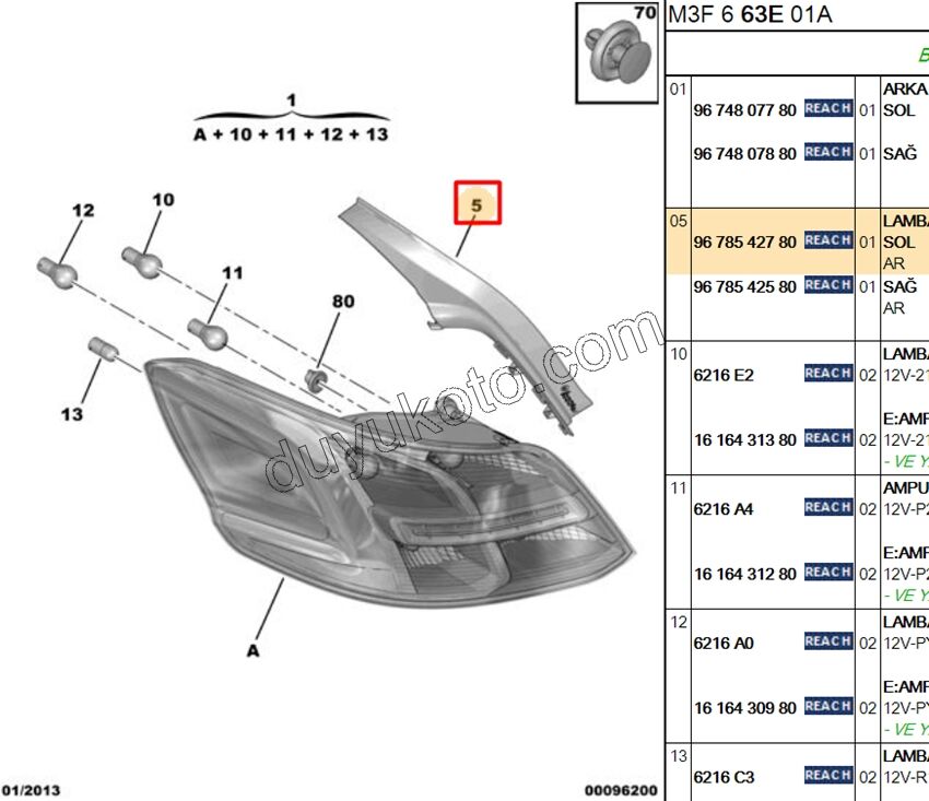 Peugeot 301 Stop Lambası Devre Sacı (Duy) Sol 2012/2016
