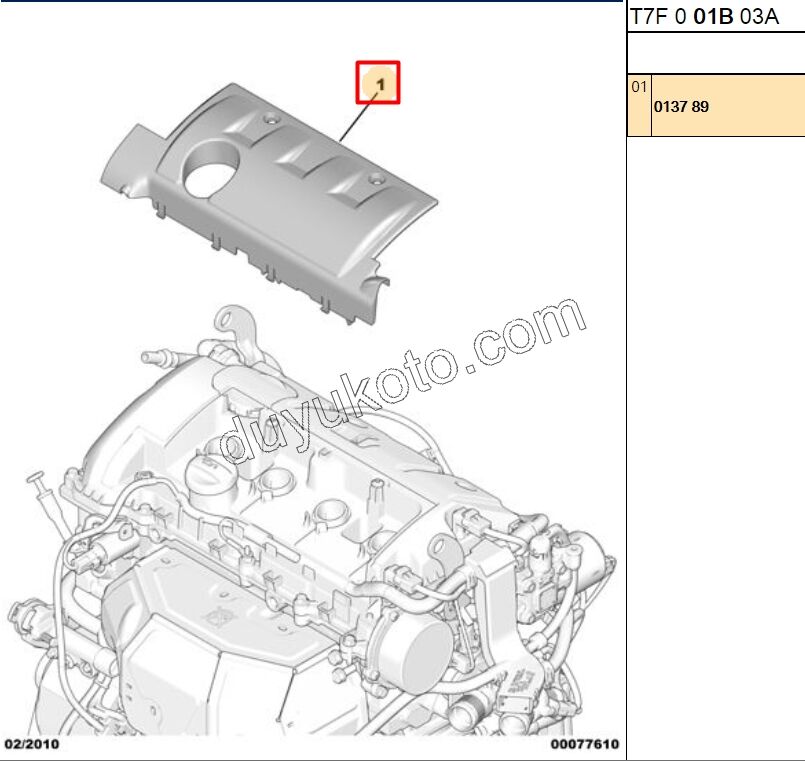 KAPAK MOTOR UST MUHAFAZA 1.6VTi 120HP 120HP
