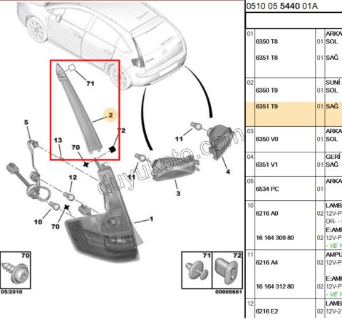 Citroen C4 Stop Lambası Sağ 2004/2008
