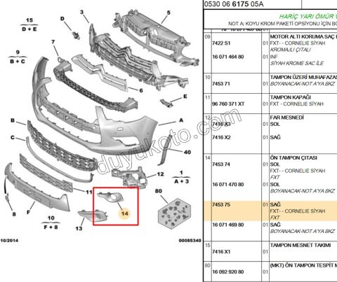 Sis Farı Çerçevesi Sağ DS41 Sisli Siyah