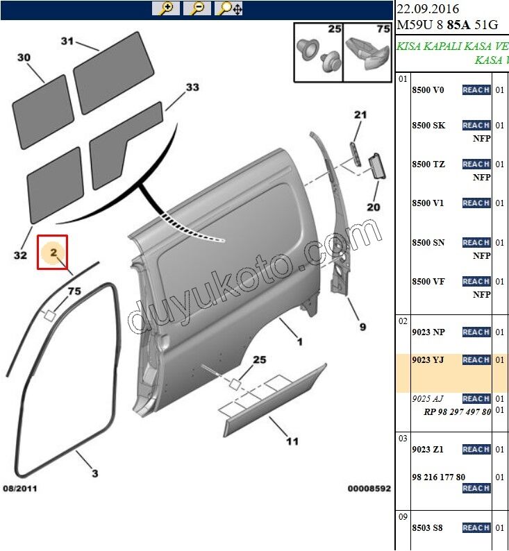 Ön Kapı Fitili Sol Üst Kısım PRT2