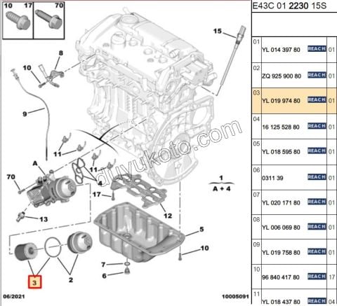 Yağ Filtresi DS9 1.6THP 220HP EURO6.3 220HP