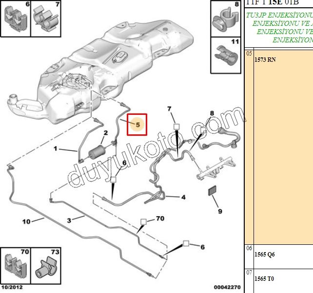 HORTUM YAKIT DEPO CIKIS+FILTRE 3LU P206 TU3 TU5