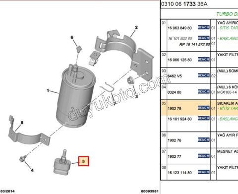 SENSOR MAZOT FILTRE SU 1.3HDI