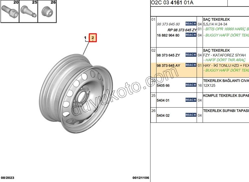 Sac Jant 14 INC Ami BUGY 5,5J14 H 24-34 IKI TONLU