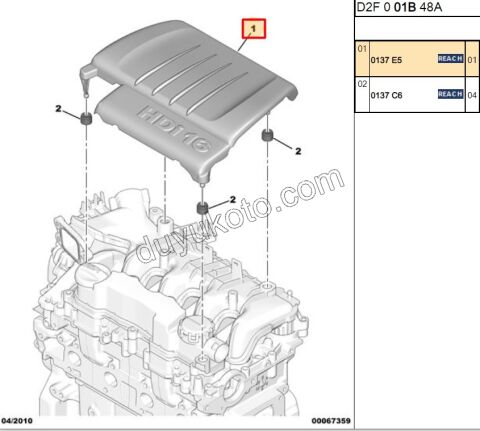 KAPAK MOTOR UST MUHAFAZA KULBUTOR USTU PLASTIK 1.6HDİ Euro4