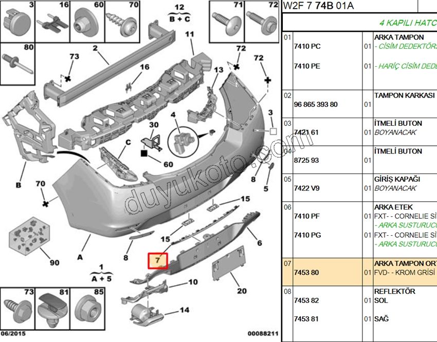 KROM ARKA TAMPON ORTA P508
