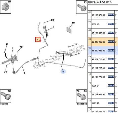 El Fren Teli Sağ/Sol EXP4