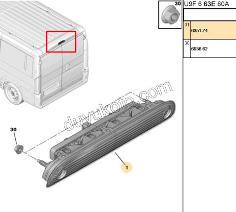 Peugeot Boxer Citroen Jumper Fiat Ducato İlave 3. Fren / Stop Lambası (Duylu) 2007/2015