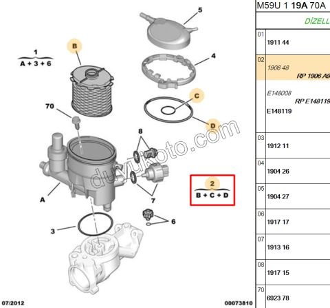 Mazot Yakıt Filtresi 1.9D, 1998/2003