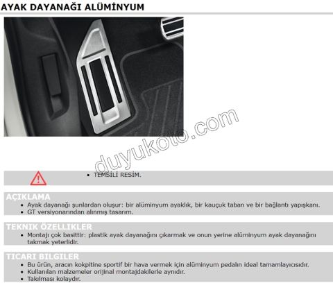 Pedalların Yanında ki Ayak Dayama P30082 P50082