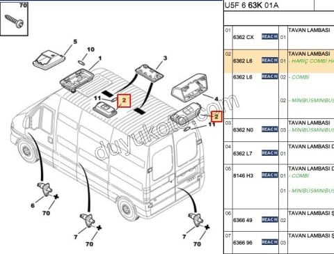 Arka Tavan Lambası BXR1 BXR2