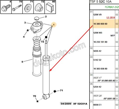 Arka Amortisör P307