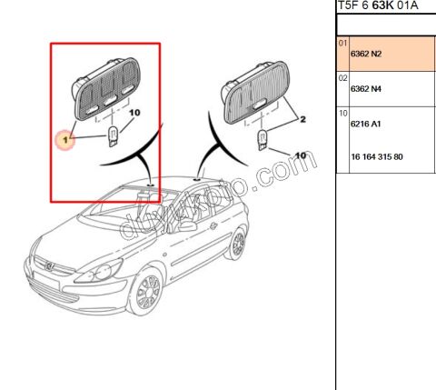 Ön Tavan Lambası P307 P407 C2