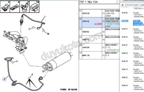 LAMBDA SENSOR ALT ET3J4 EW10A MAVI 1.27CM