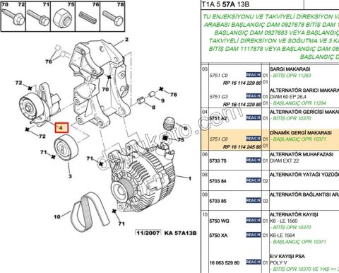 Alternatör (V Kayış) Gergi Rulmanı 1.4/1.6 Benzinli