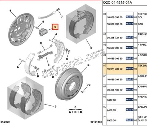 Fren Silidiri P2081 P301 AMI 1.6HDİ Euro5 8INC