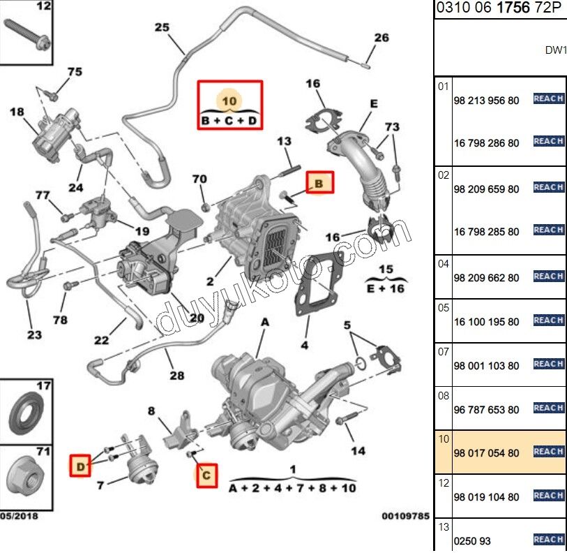 CIVATA KITI EGR DW10FU BXR3MQ