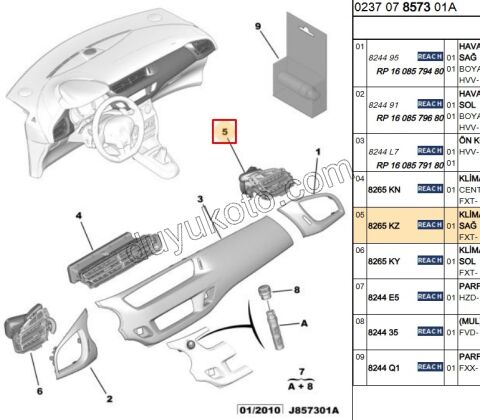 Kalorifer Hava Izgarası Sağ (Yolcu) Tarafı C33