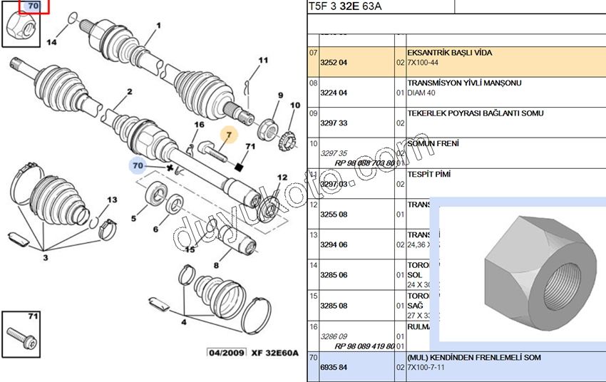 SOMUN ON AKS TASIYICI RULMAN ALL MOD CIVATA