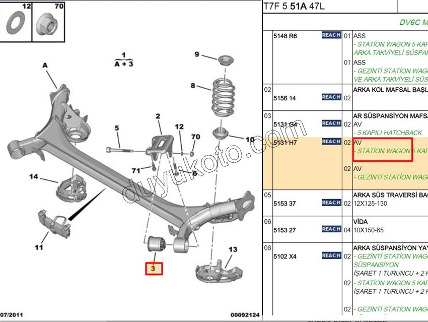 Arka Dingil (Torsiyon) Takozu P3081 SW