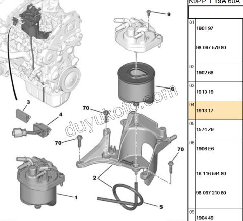 Mazot Filtresi Su Sensörü 1.4HDİ Euro5 12/16 1.6HDİ Euro5 DV6DTED