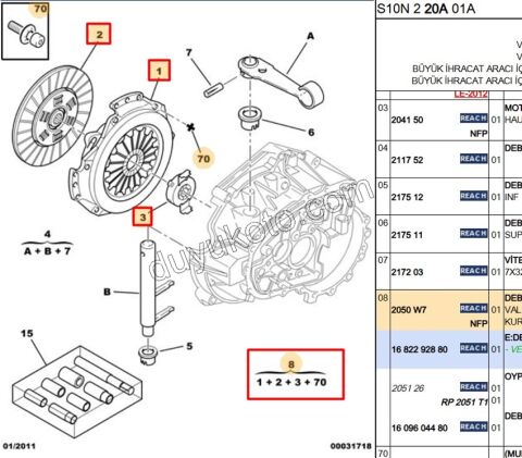 DEBRIYAJ SET TU5JP 1.6 8V P106 P206 P306