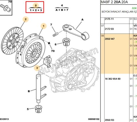 DEBRIYAJ SET TU5JP 1.6 8V P106 P206 P306