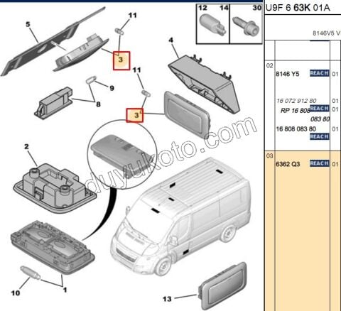 Arka Tavan Lambası PBP BXR3 FUME