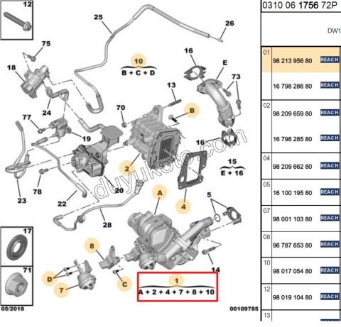 EGR KOMPLE EM BXR3MQ DW12RU EXP4 DW10F TEK