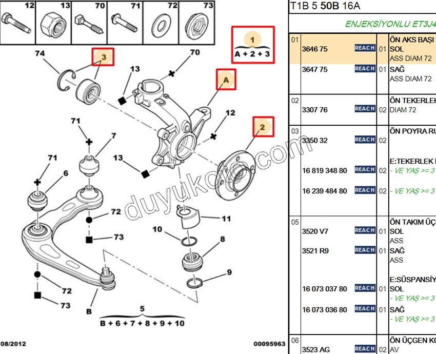 Ön Sol Aks Taşıyıcısı    YM P206 DV44  ET3J4 ABS+