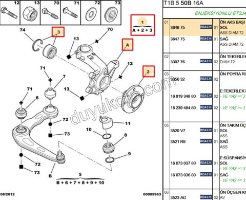 Ön Sol Aks Taşıyıcısı    YM P206 DV44  ET3J4 ABS+