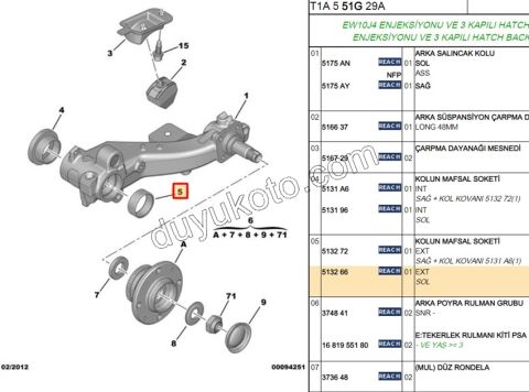 TEK  RULMAN  TORSIYON  SOL  (DUZ)  P206GTI  CC  EW10J4