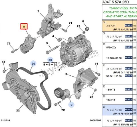 Alternatör (V Kayış) Gergi Rulmanı