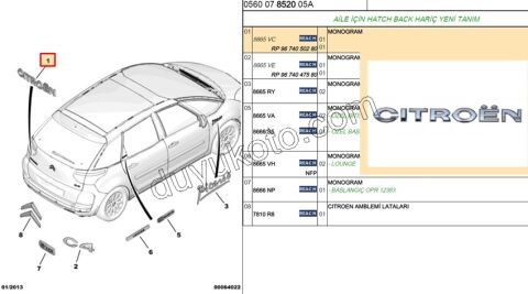 YAZI CITROEN ARKA L DA C4PC1