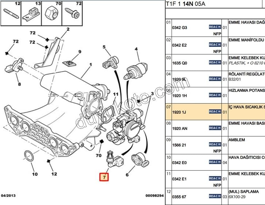 Emme Hava Sıcaklık Sensörü L3 1.6İ 16V Benzinli P106 GTI EM