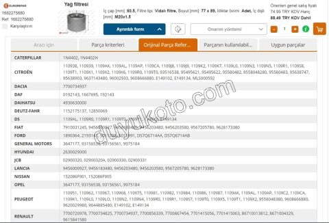 Yağ Filtresi TUM MOD
