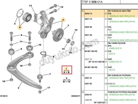 Ön Sol Aks Taşıyıcısı    RCZ 1.6THP 156HP 82MM 156HP 5 BIJON