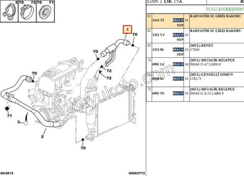 Radyatör Hortumu Üst 4 LU TU5J2 P106