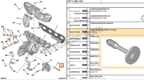 CIVATA TURBO KPMRESOR ALT AYAK BXR3MQ DW12R LONG 48