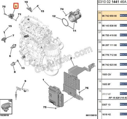 SENSOR KRANK DEVIR BXR3MQ EXP4 SCD4 EURO6 DW10F DW12R YESIL